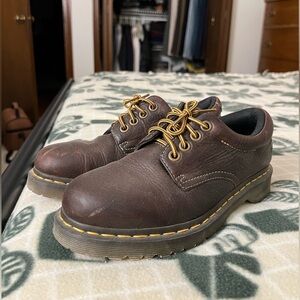 Dr. Martens Brown Leather Derbys with Yellow Laces
